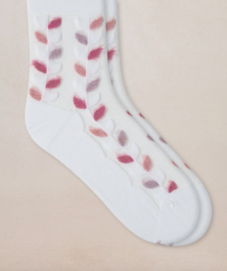 Chaussettes - Transparente feuilles (Blanc/Rose)