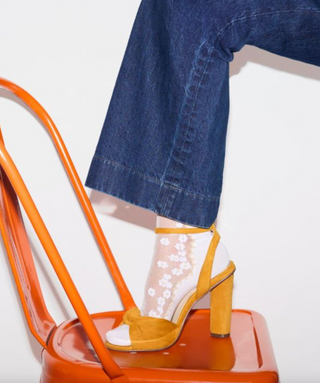 Chaussettes - Transparente petites fleurs (White/gold)