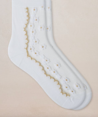 Chaussettes - Transparente petites fleurs (White/gold)