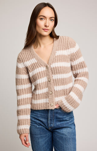 Cardigan - Melanie (Oat stripe)