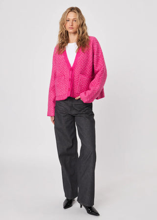 Cardigan - Ricky (Cerise Herringbone)