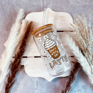 Verre en vitre et paille - Don't worry be LATTE