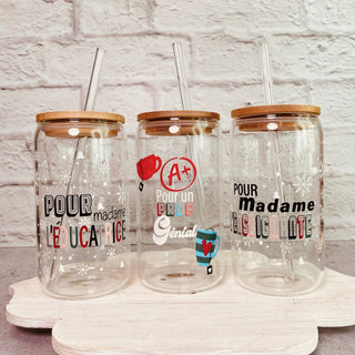 Verre en vitre et paille - A+ pour un prof