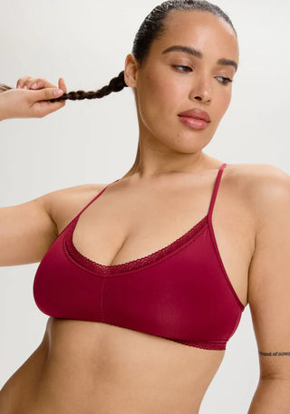 Bralette -  the micro à bordure de dentelle (bois de rose)
