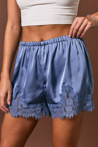 Shorts à taille élastique mi-haute avec dentelle