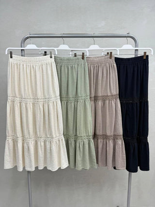 Jupes bohèmes en coton à étages (Taupe)