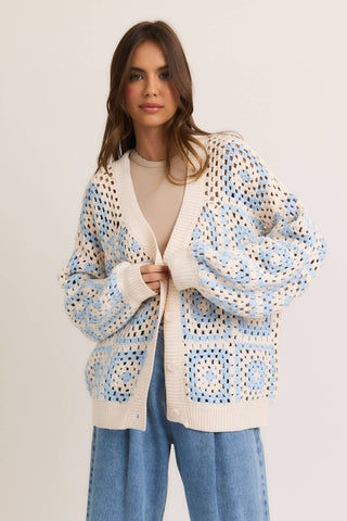 Cardigan - Crochet (Baby blue)