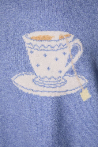 Pull à col rond à manches longues avec imprimé « tasse à thé »