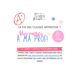 💕 Carte-cadeau personnalisée – Merci à ma prof