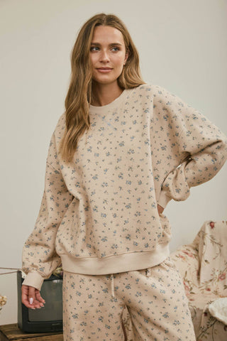 Sweat-shirt boxy à petit imprimé floral