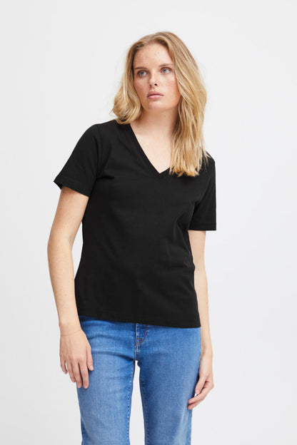 T-shirt- Palmer col en V (Black)