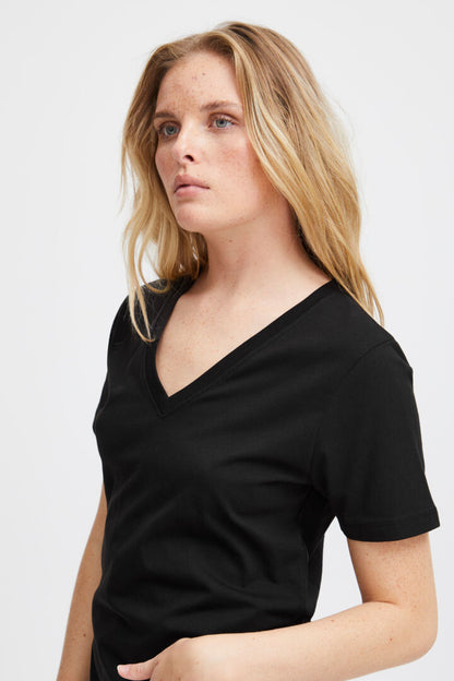 T-shirt- Palmer col en V (Black)