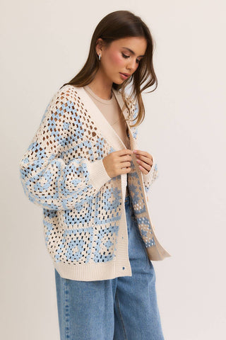 Cardigan - Crochet (Baby blue)