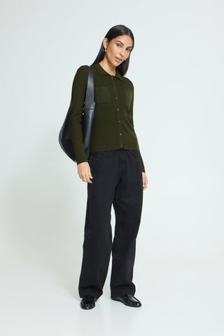Cardigan - Luls Rib Polo Ca (Rosin)