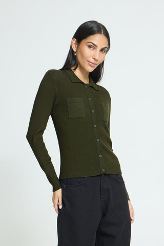 Cardigan - Luls Rib Polo Ca (Rosin)