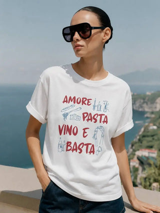 T-shirt graphique - Amour, pâtes, vin et basta