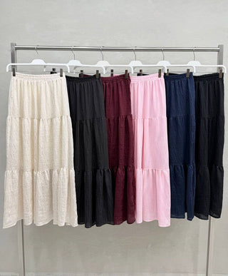 Jupes maxi en coton à étages (Bourgogne)