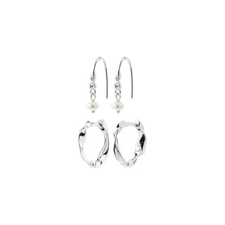 Boucles D'oreilles - Morin ensemble 2-en-1 (Argent)