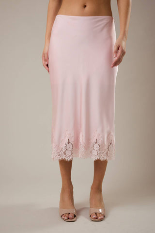 JUPE MIDI COUPE BIAIS AVEC DENTELLE