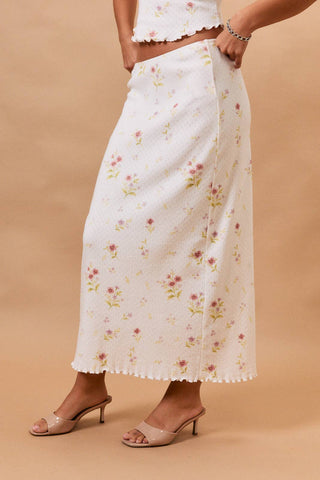 Jupe midi pointelle mi-haute