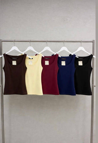 Débardeurs essentiels à encolure carrée (Brun foncé et Jaune)