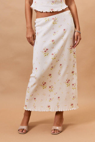 Jupe midi pointelle mi-haute