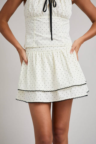 JUPE À POIS MI-HAUTE AVEC SHORT INTÉGRÉ