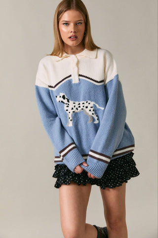 Pull à col à manches longues avec imprimé dalmatien