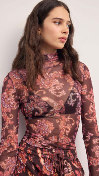 Top - Annika (Brown/coral)