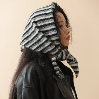 Écharpe triangle en maille douce – Style coréen chic et confortable à rayures: Green