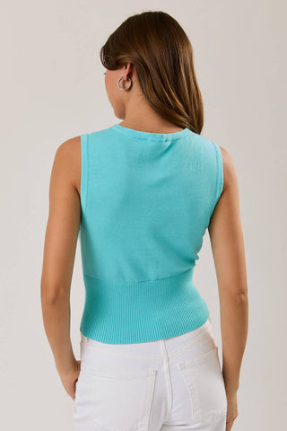 Top sans manches en maille, à pans croisés et boutonné