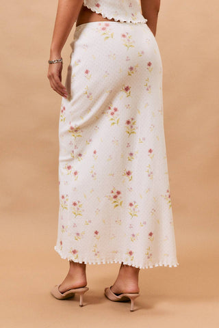 Jupe midi pointelle mi-haute