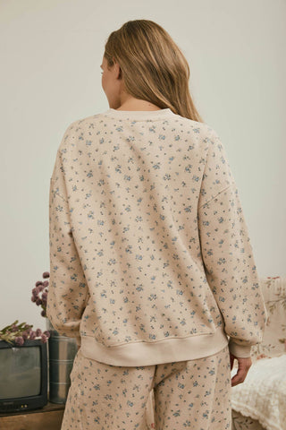 Sweat-shirt boxy à petit imprimé floral