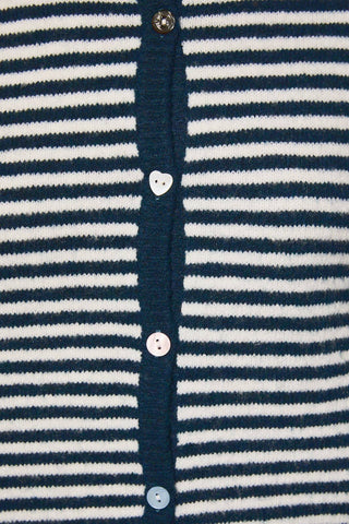 Cardigan-pull à col rond à fines rayures