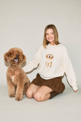 Pull oversize à col rond et manches longues « cockapoo »