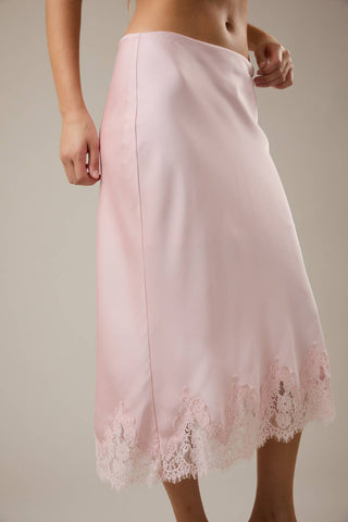 JUPE MIDI COUPE BIAIS AVEC DENTELLE