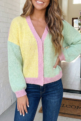 Cardigan en maille colorblock LAS