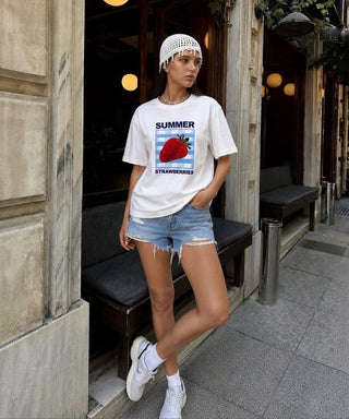 T-shirts graphiques vichy aux fraises d'été
