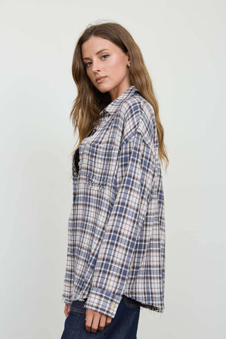 Top à carreaux, col chemise