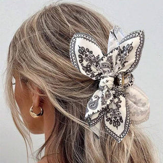 Chouchou avec nœud à motif paisley bohème - Accessoire coiffure femme