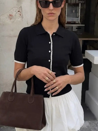 Cardigan polo en maille