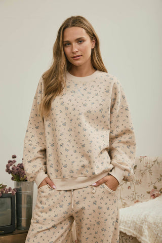 Sweat-shirt boxy à petit imprimé floral