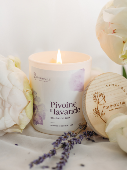 Bougie de soya - Pivoine &amp; Lavande