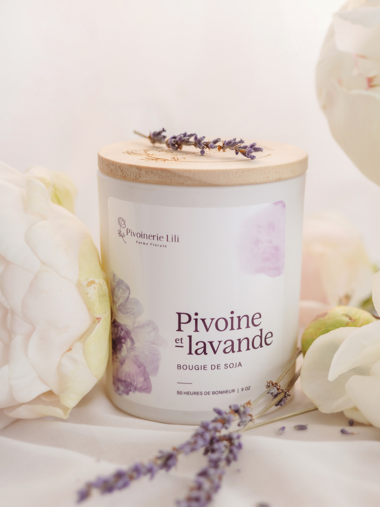 Bougie de soya - Pivoine &amp; Lavande