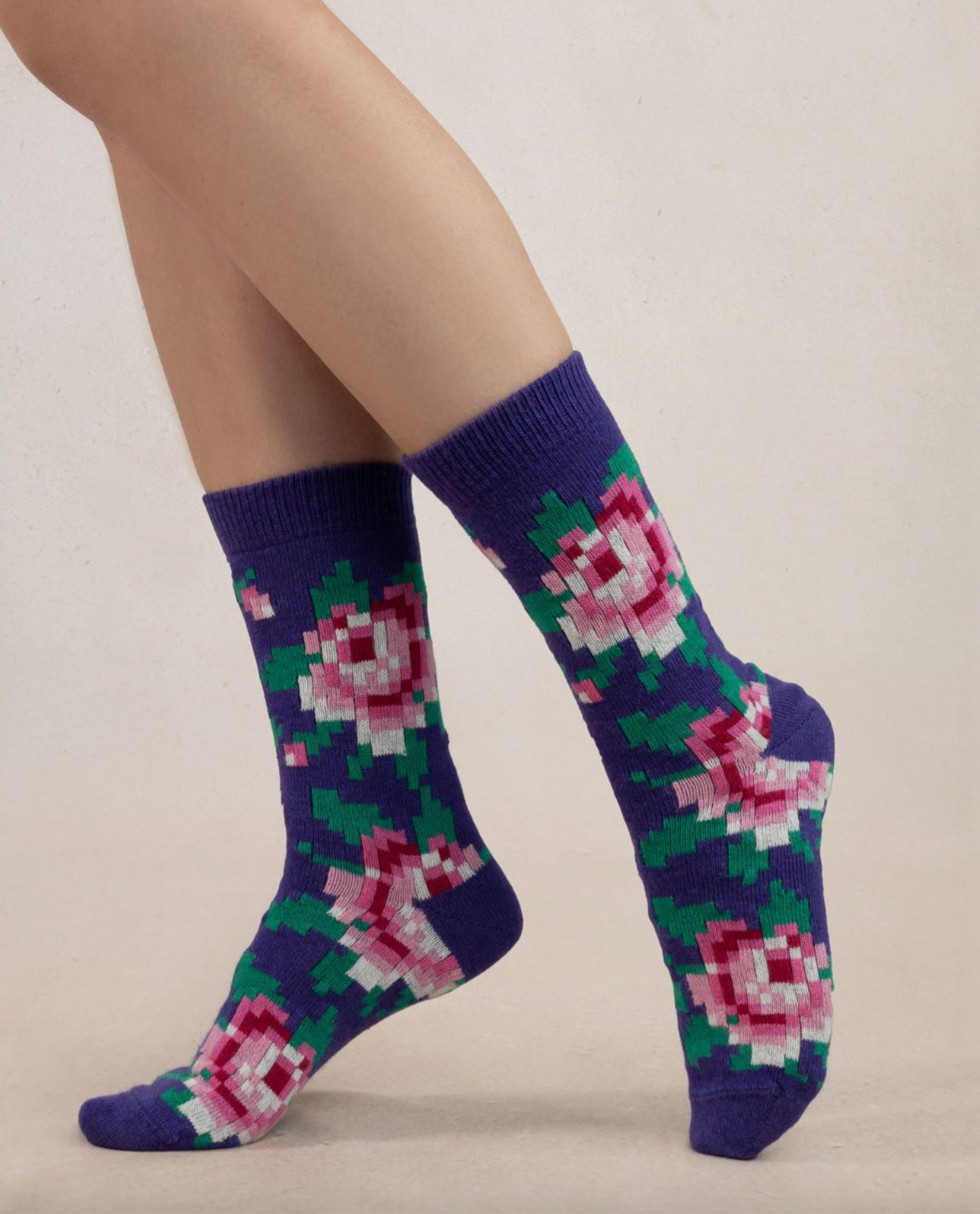 Chaussettes - Cachemire Fleurs pixels