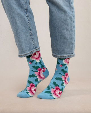 Chaussettes - Cachemire Fleurs pixels