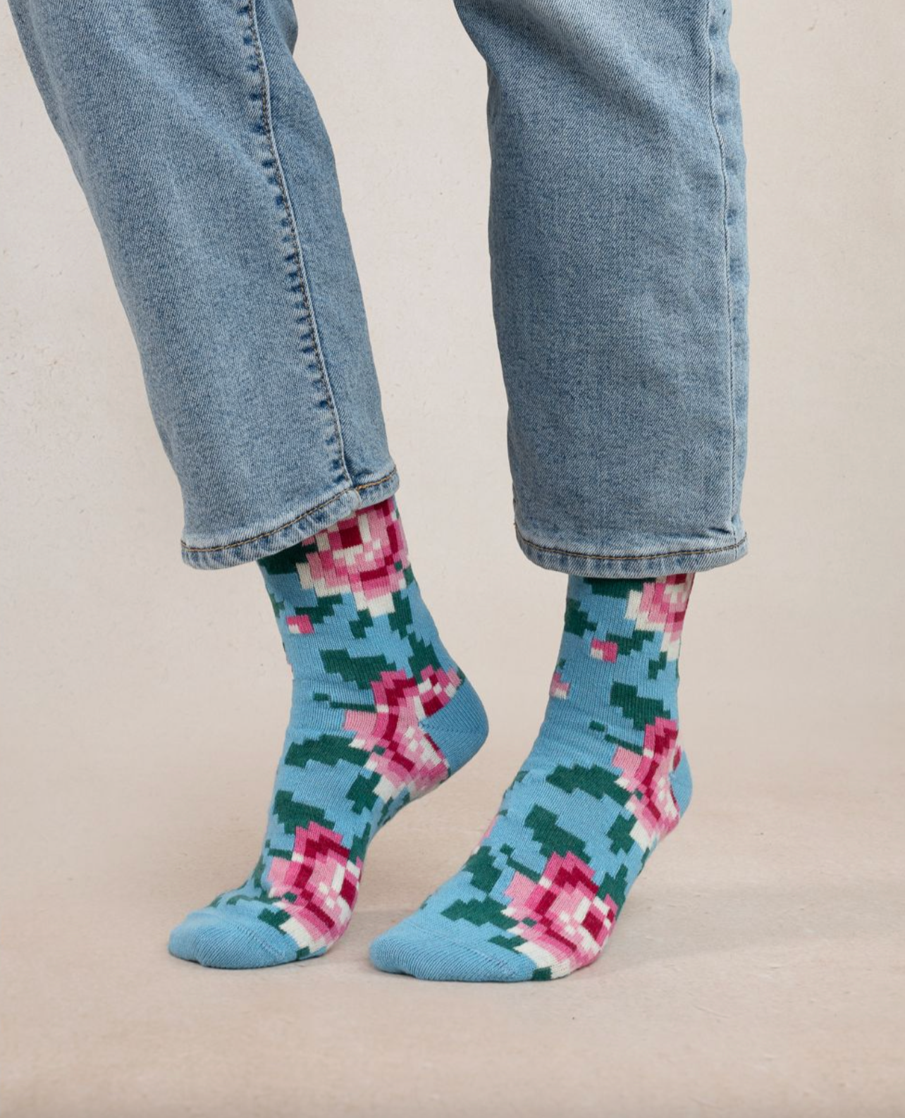 Chaussettes - Cachemire Fleurs pixels