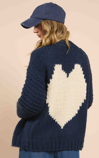 Cardigan - Heart you (Navy ivory)