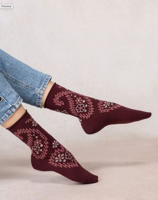 Chaussettes - Laine fine fleurs