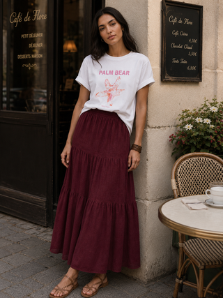 Jupes maxi en coton à étages (Bourgogne)